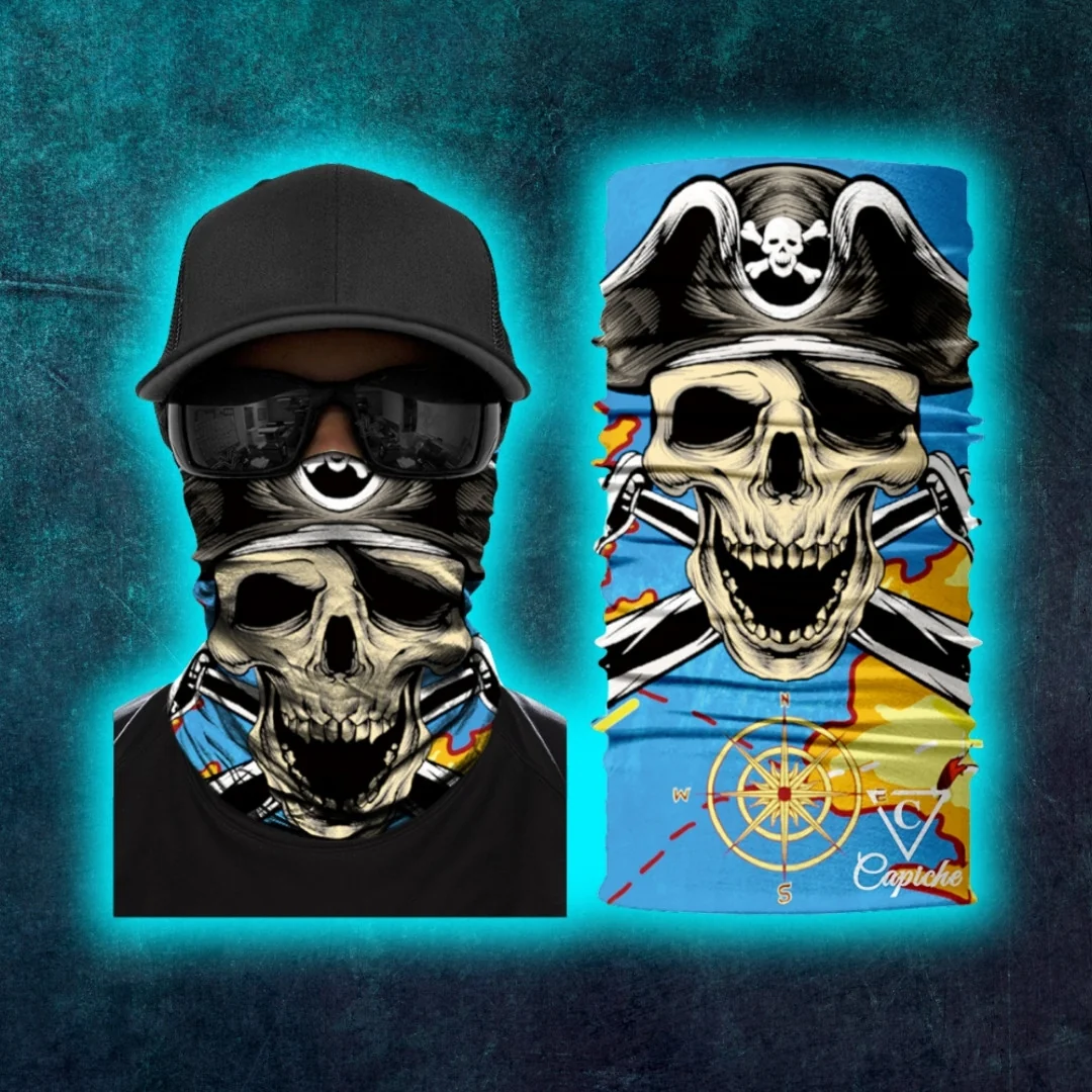 Treasure Map Biker Mask - Blue - Image 3