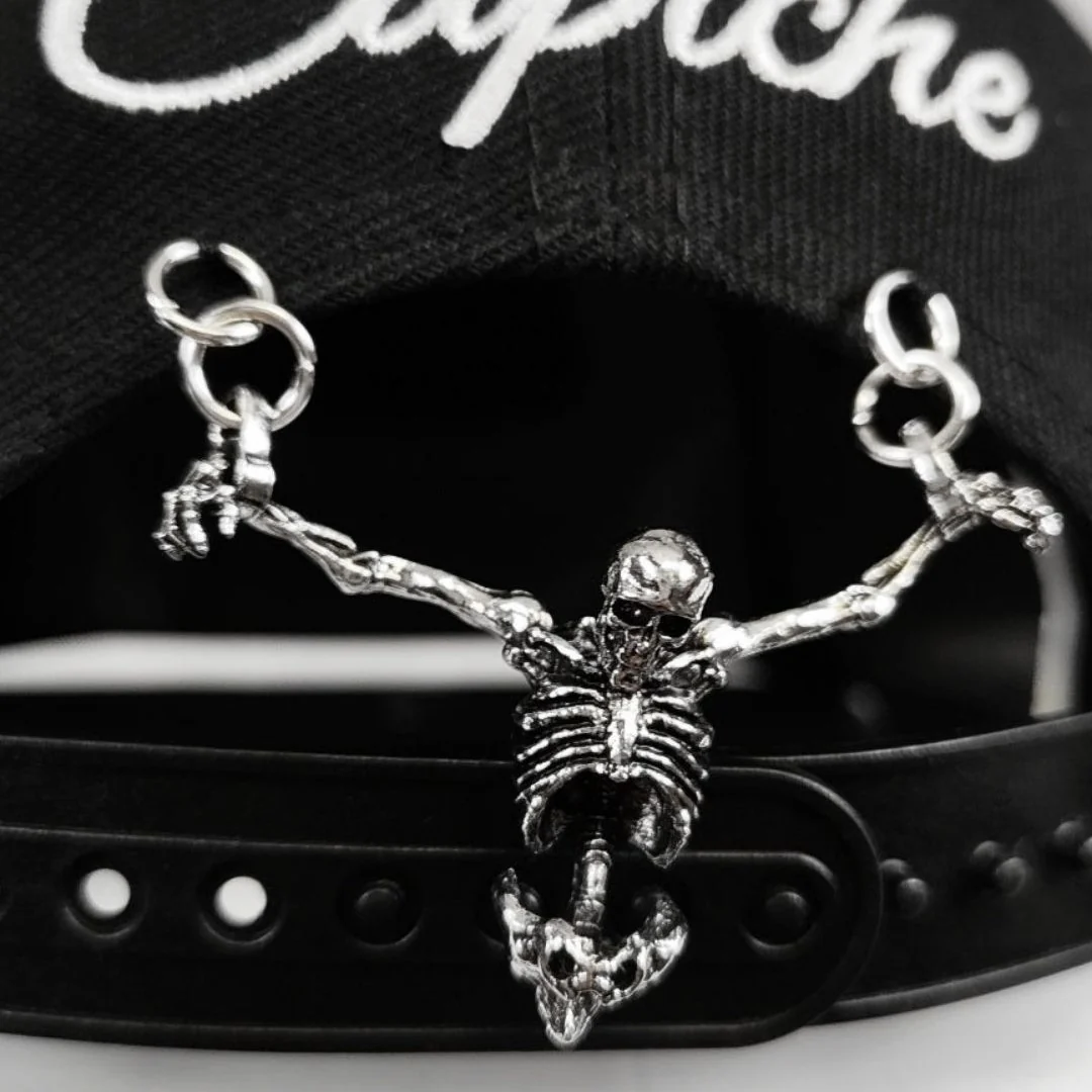 LIMITED EDITION Voodoo Snapback - Black with Silver Skeleton Charm - Image 5