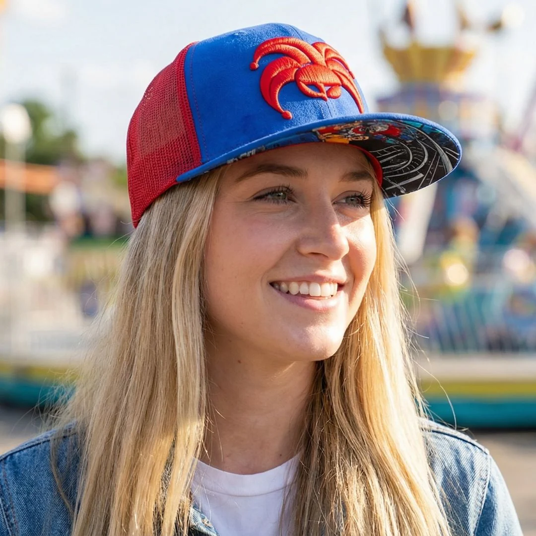 Wild Ride Trucker Snapback - Blue Suede/Red Mesh - Image 5