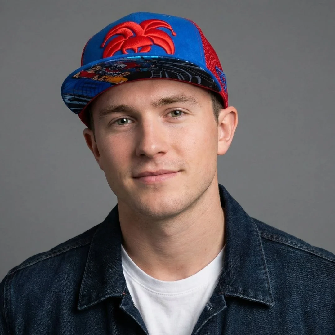 Wild Ride Trucker Snapback - Blue Suede/Red Mesh - Image 8