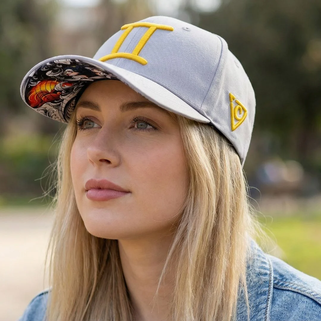 Zodiac Gemini Curved Cap - Light Grey - Image 5