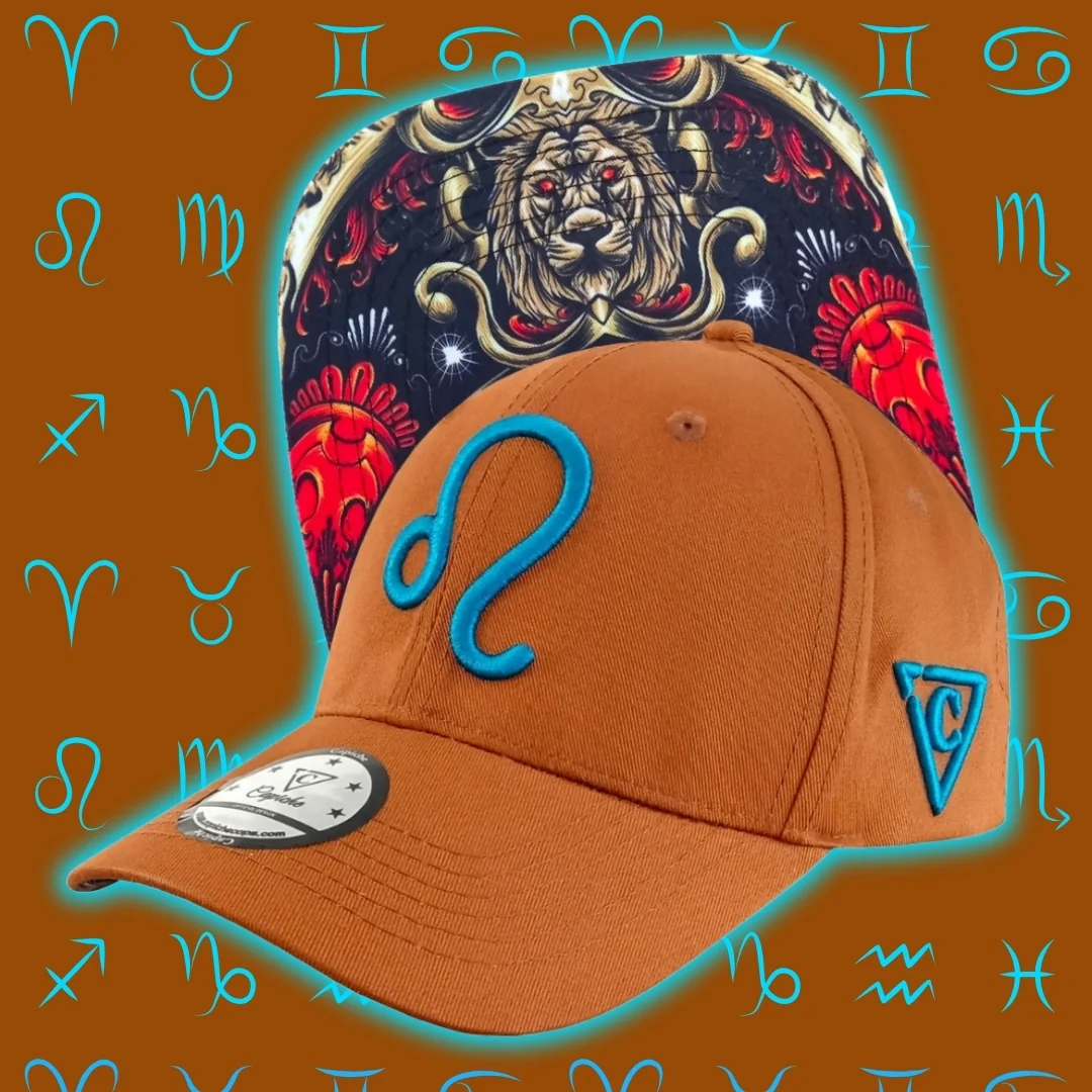 Zodiac Leo Curved Baseball Cap - Rust Brown/Orange - Image 8