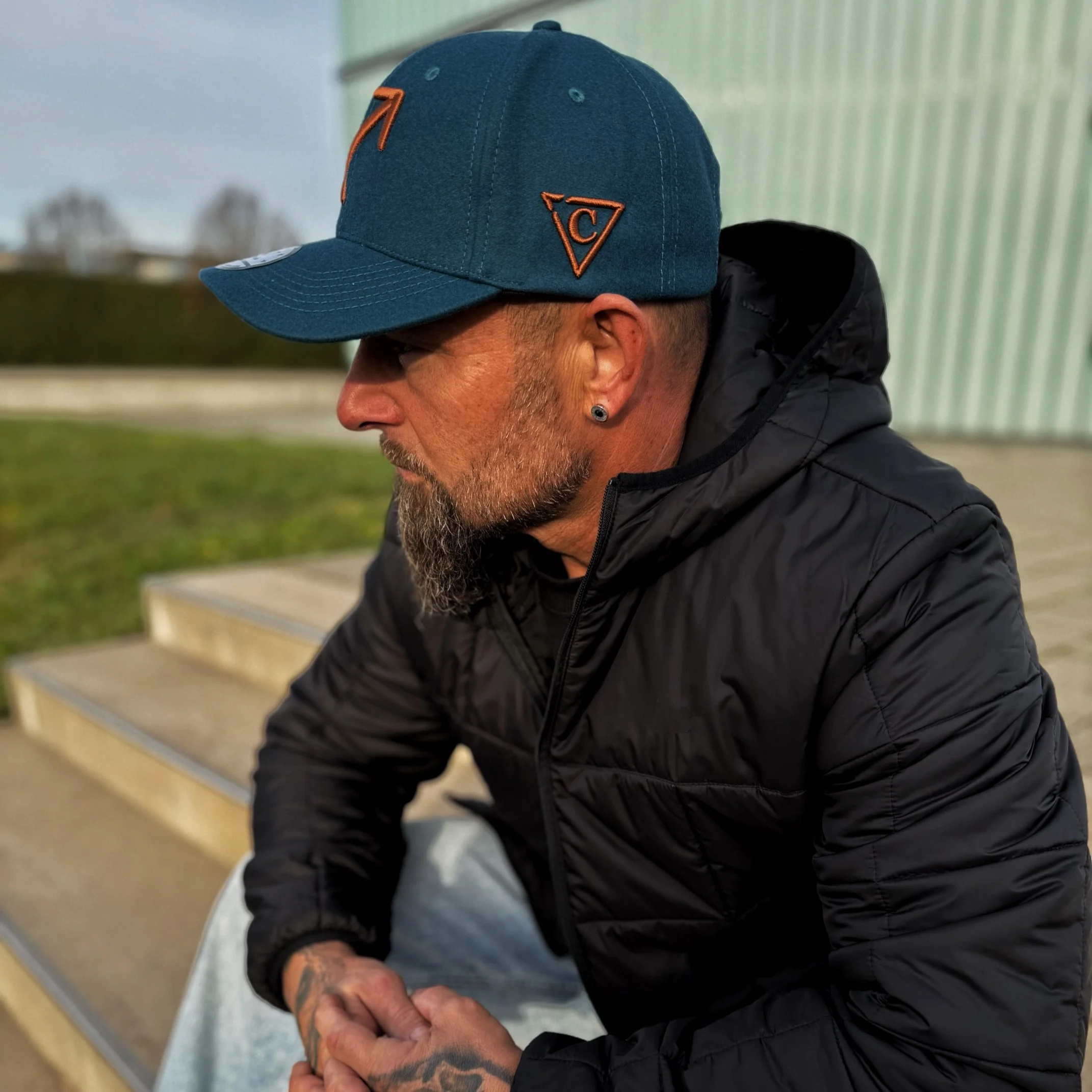 Zodiac Sagittarius Curved Cap - Petrol Blue Felt - Image 4
