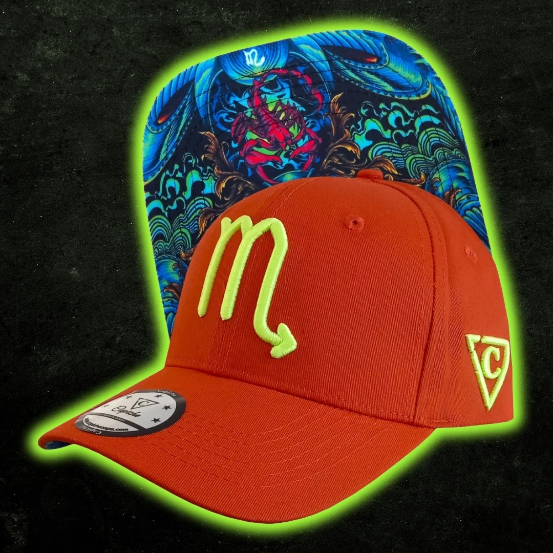 Zodiac Scorpio Curved Cap - COLOR-CHANGING Red/Orange - Image 9