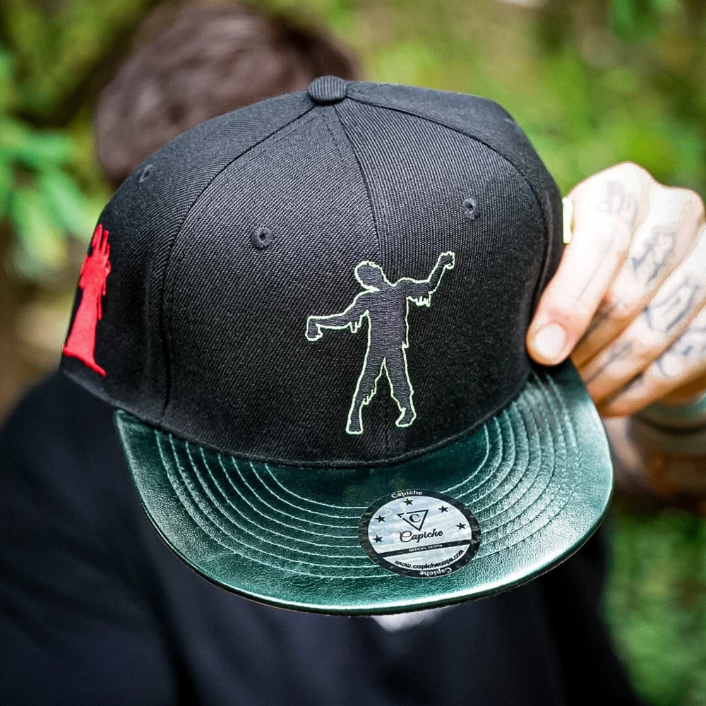 Zombie Apocalypse Snapback - Black/Dark Green Crackling Metallic - Image 3